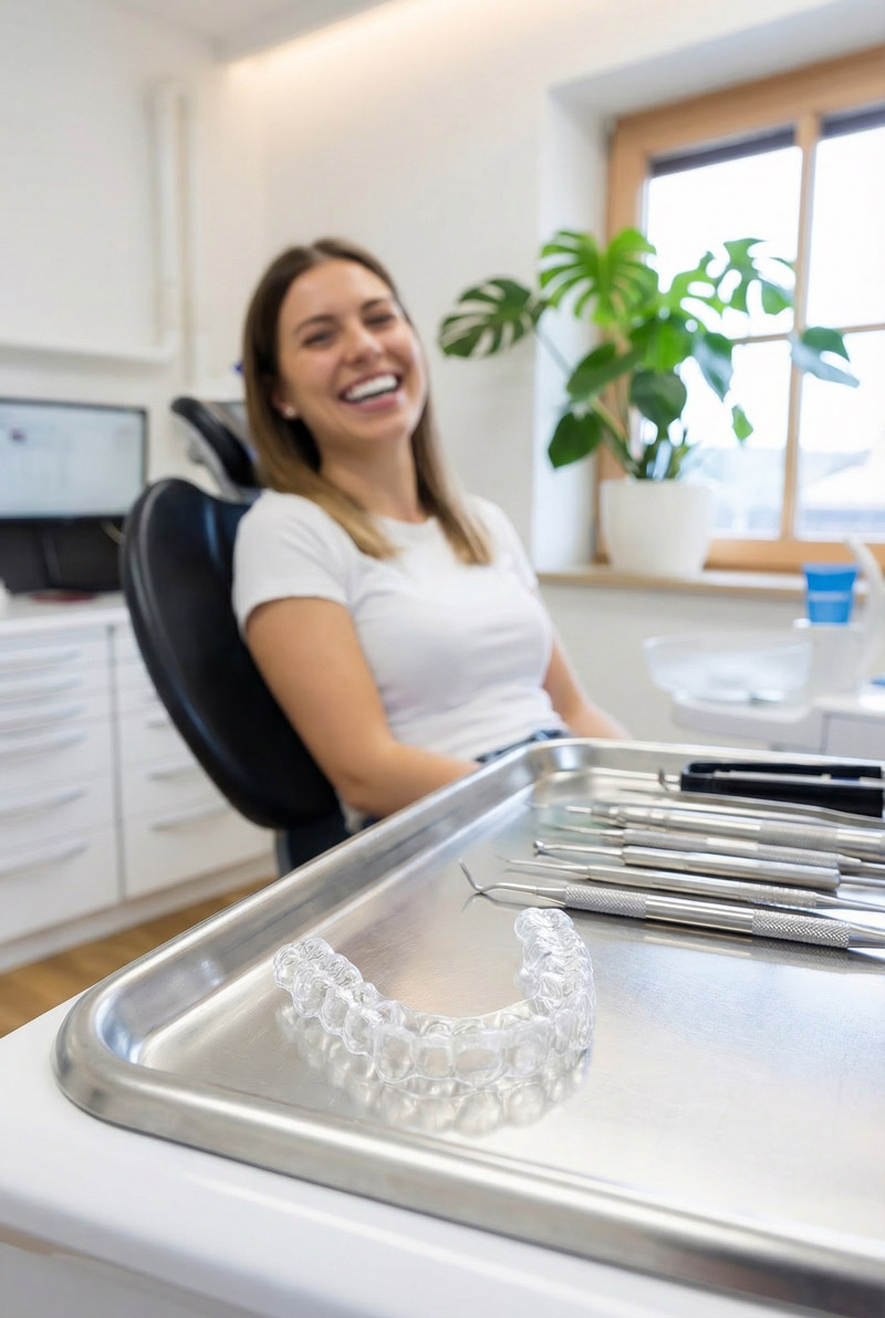 Aligner Zahnschiene, unsichtbare Zahnspange, Zahnfehlstellung Korrektur, Zahnarztpraxis Winzer Dr. Zacher